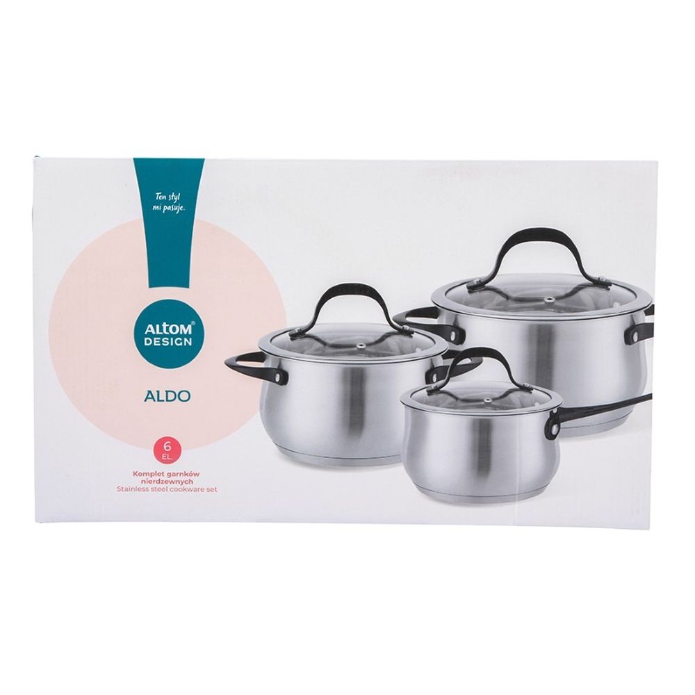 Altom Design, Aldo, komplet garnków nierdzewnych, 6 elementów
