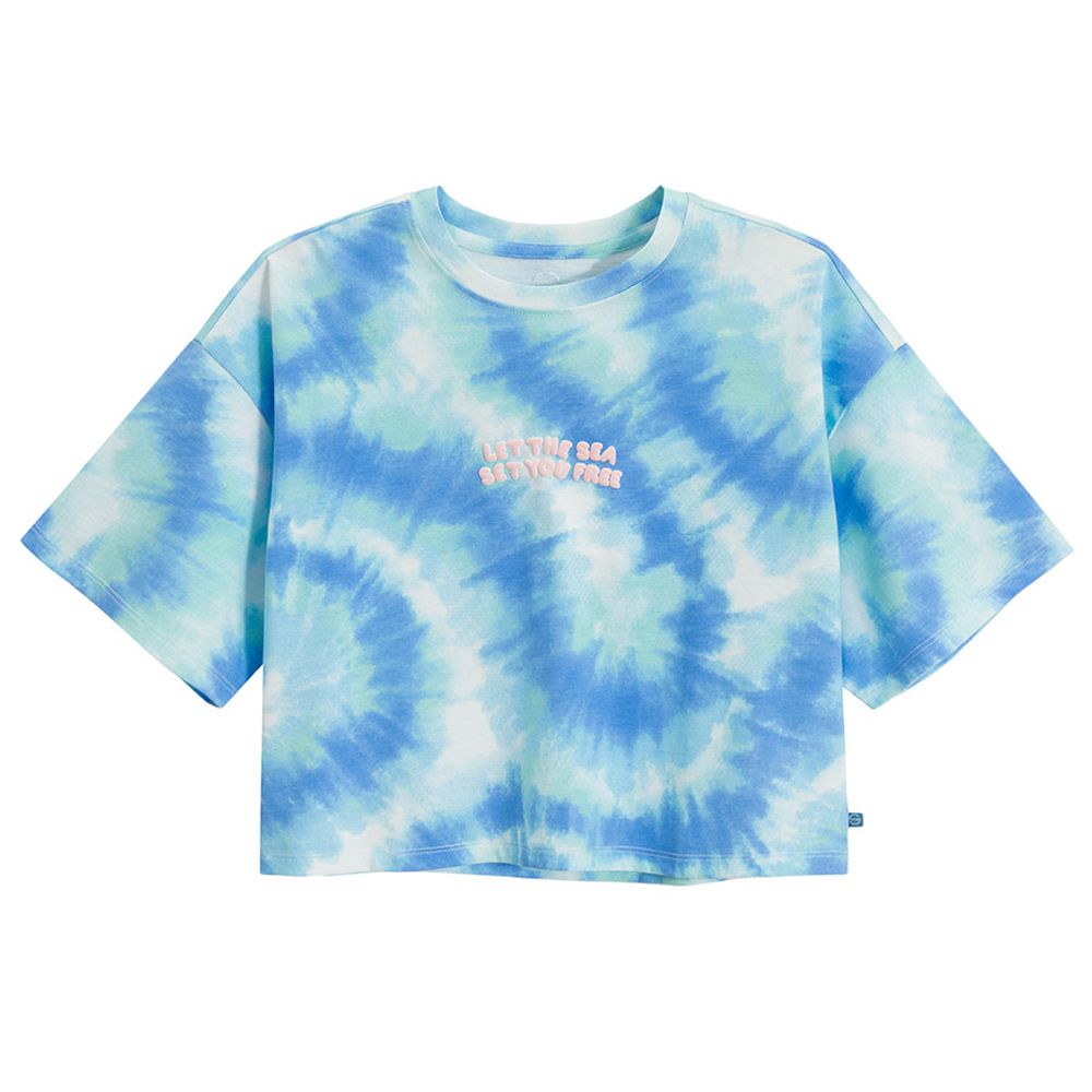 Cool Club, Komplet dziewczęcy, T-shirt, crop top, Szorty, niebieski