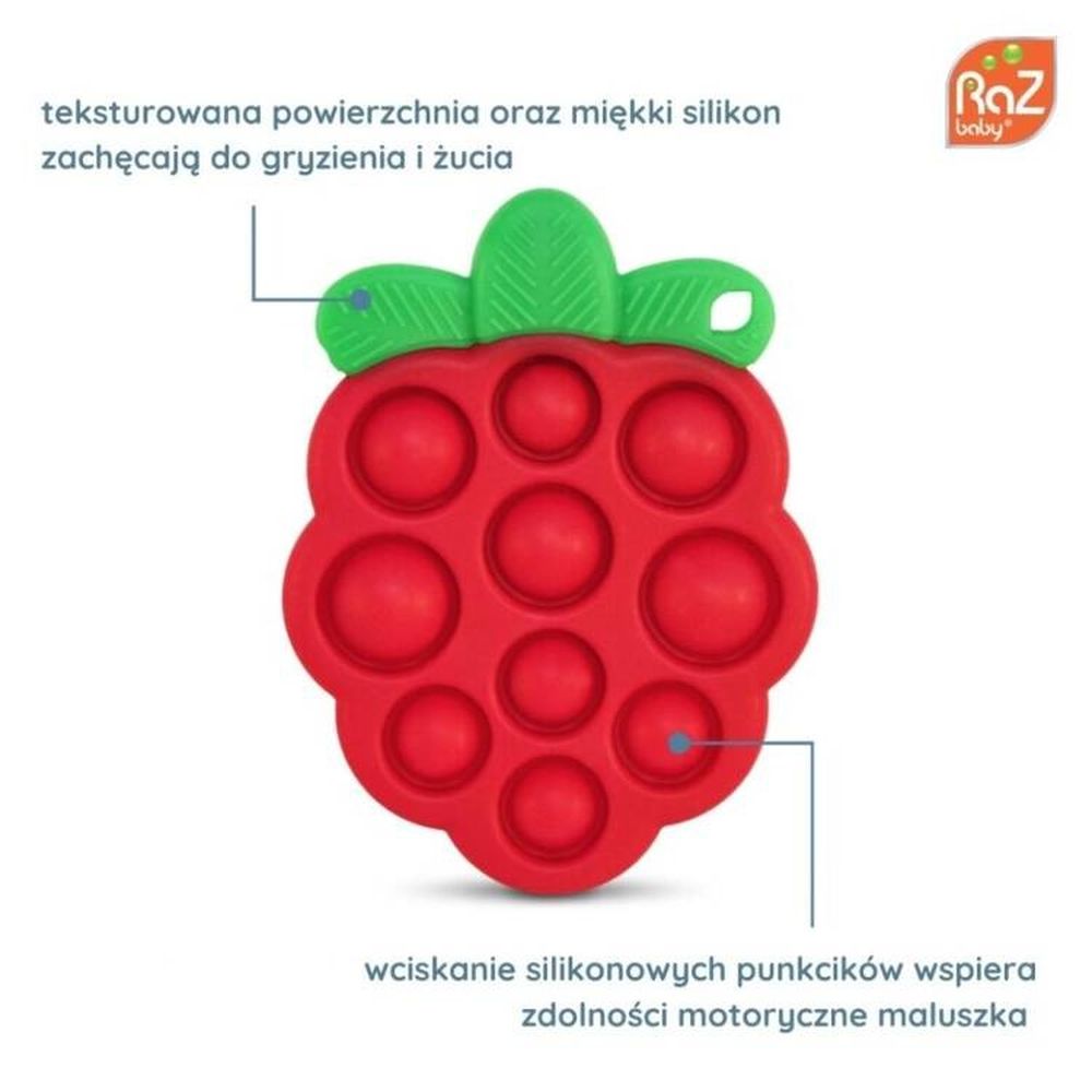 RazBaby, Pop it, Soczysta Malina, gryzak silikonowy, sensoryczny