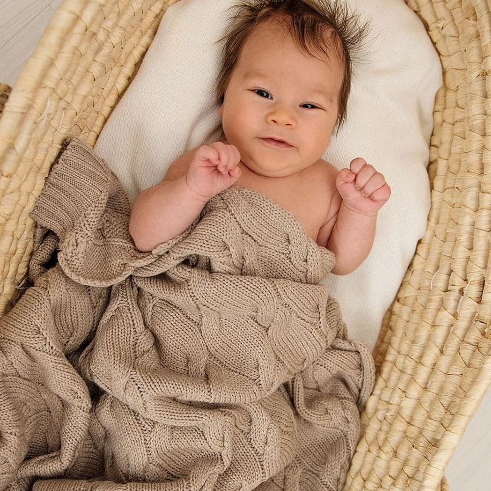 LullaLove, Premium, kocyk z wełny merino, beż, 80x100 cm