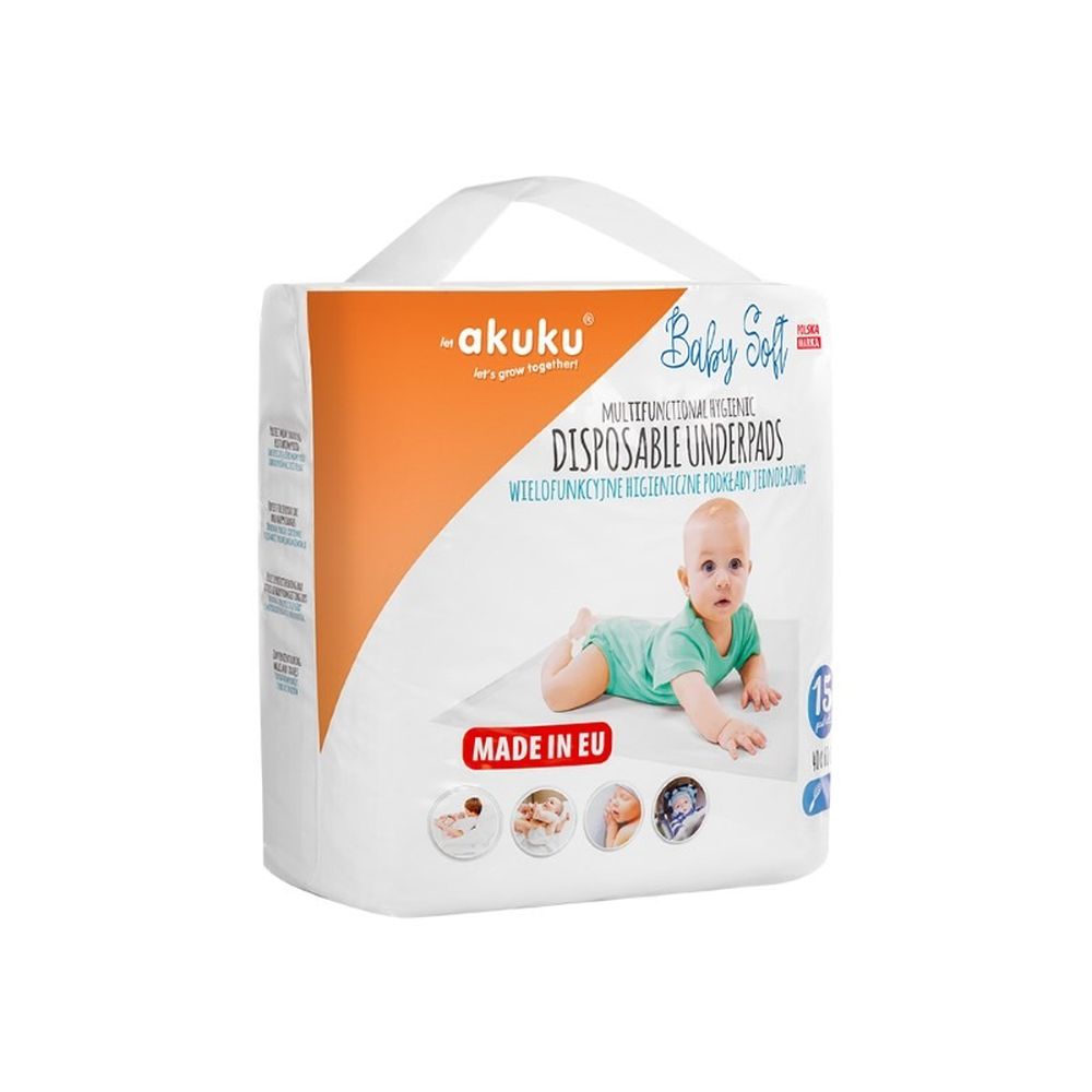 Akuku, Baby Soft, podkład jednorazowy, 15 szt.
