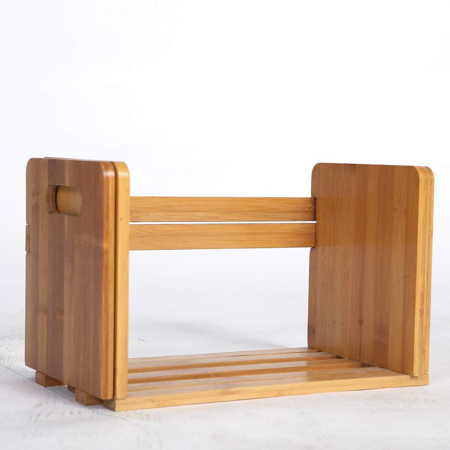 Maydear Bamboo Desktop Bookshelf Counter Top Bookcase, with 3 Drawers ...