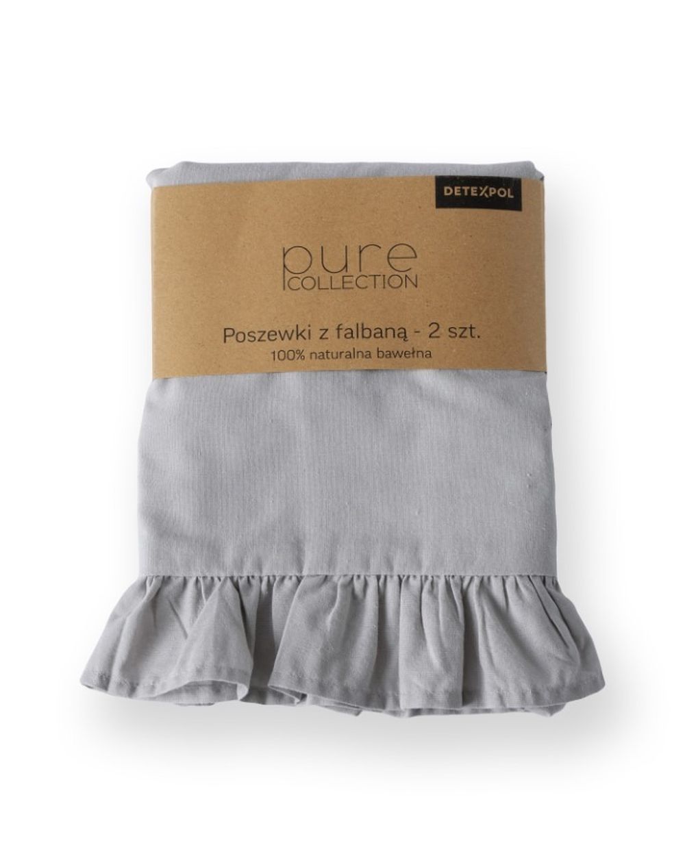 Mayamoo, pościel 3-częściowa z falbaną, ciepły szary, 160x200 cm