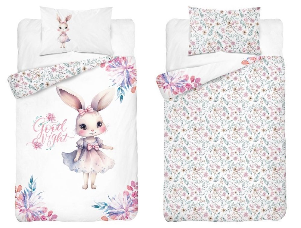 Królik, 2-częściowy komplet pościeli dziecięcej, bambus, fioletowy, 90x120 cm