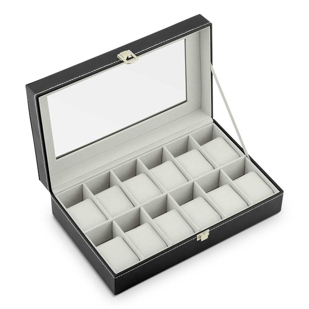 Massido, MS-710, szkatułka na 12 zegarków, czarno-beżowa