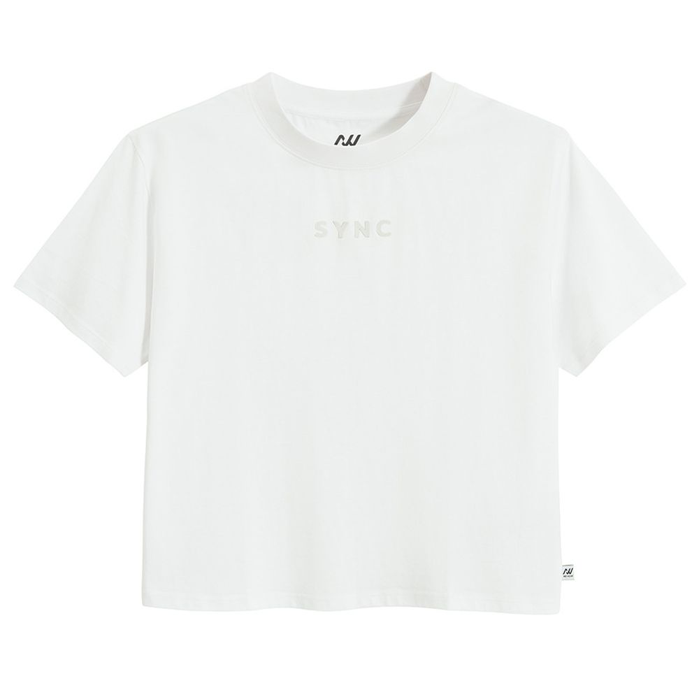 Biały t-shirt cropp z bawełny czesanej NOWEAR