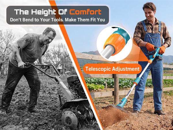 SEESII Electric Tiller for Gardening, 360 RPM Rototiller Cordless Cultivator, Total 8000mAh Battery Powered Garden Tiller 4 Pcs Blades for Smooth Tilling, Handheld Tiller for Raised Garden Beds Outdoorfun