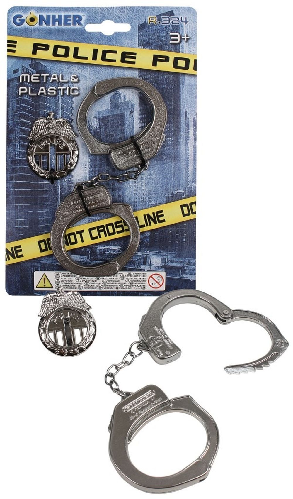 Gonher, metalowe kajdanki   odznaka, zestaw policjanta