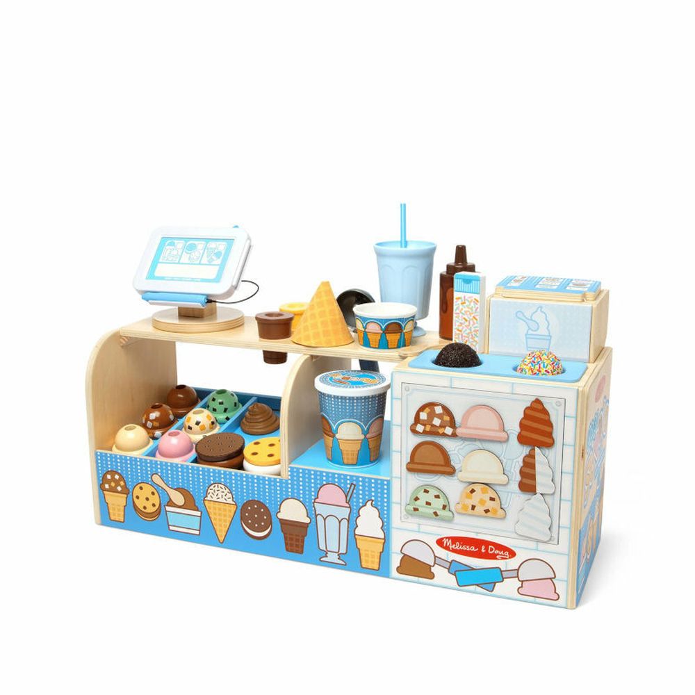 Melissa & Doug, drewniana lodziarnia z akcesoriami, 42 elementy