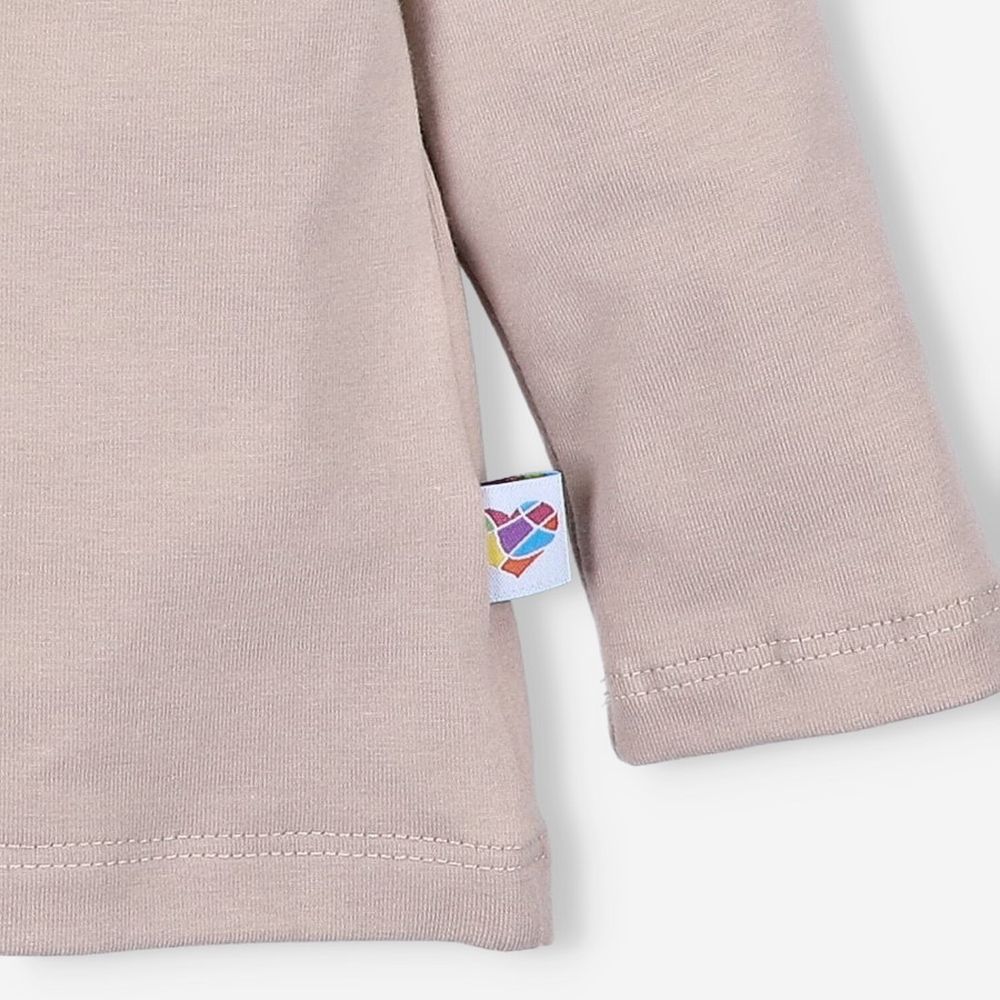 Bluzka dziewczęca z długim rękawem, beżowa, I Love Colors