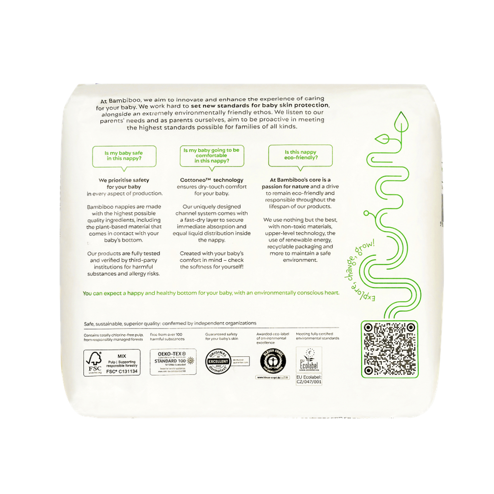 Bambiboo, Cottonwear, jednorazowe pieluszki, bawełna organiczna, rozmiar 3, 6-11 kg, 26 szt.