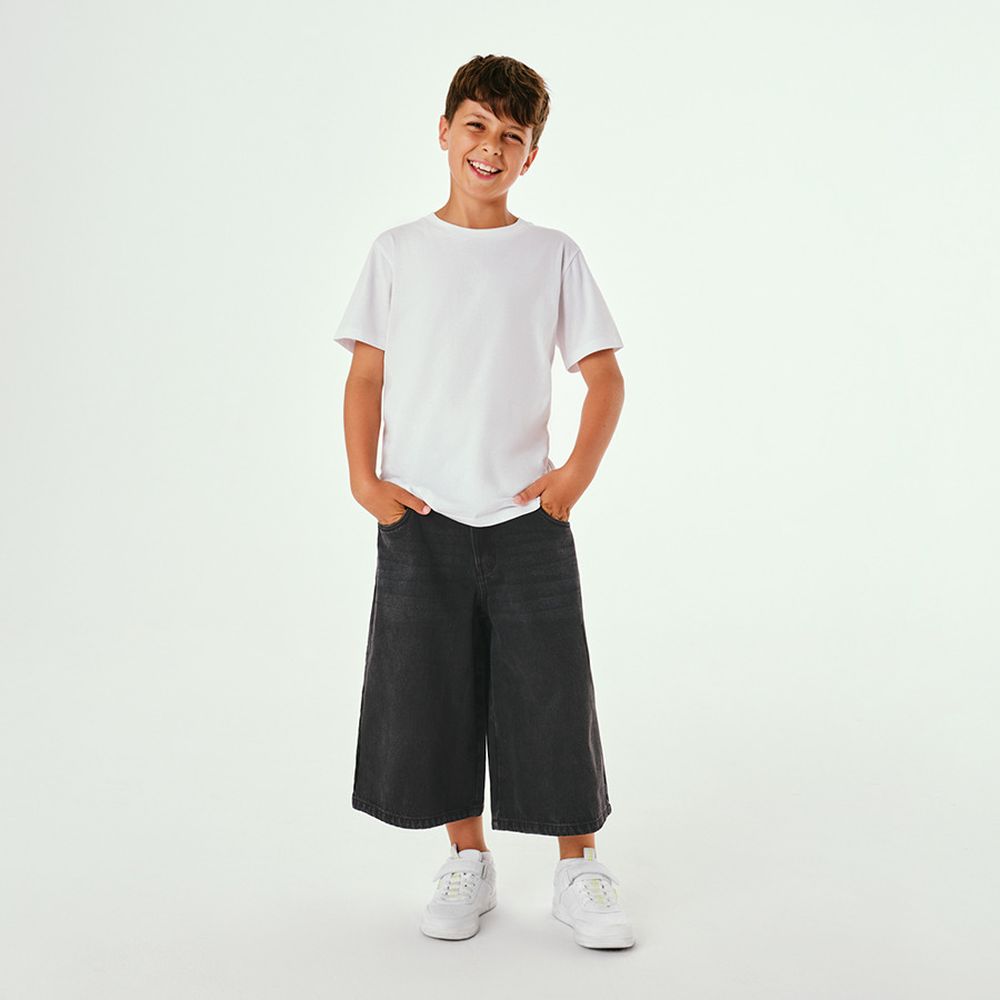 Czarne jeansowe bermudy z regulacją Cool Club