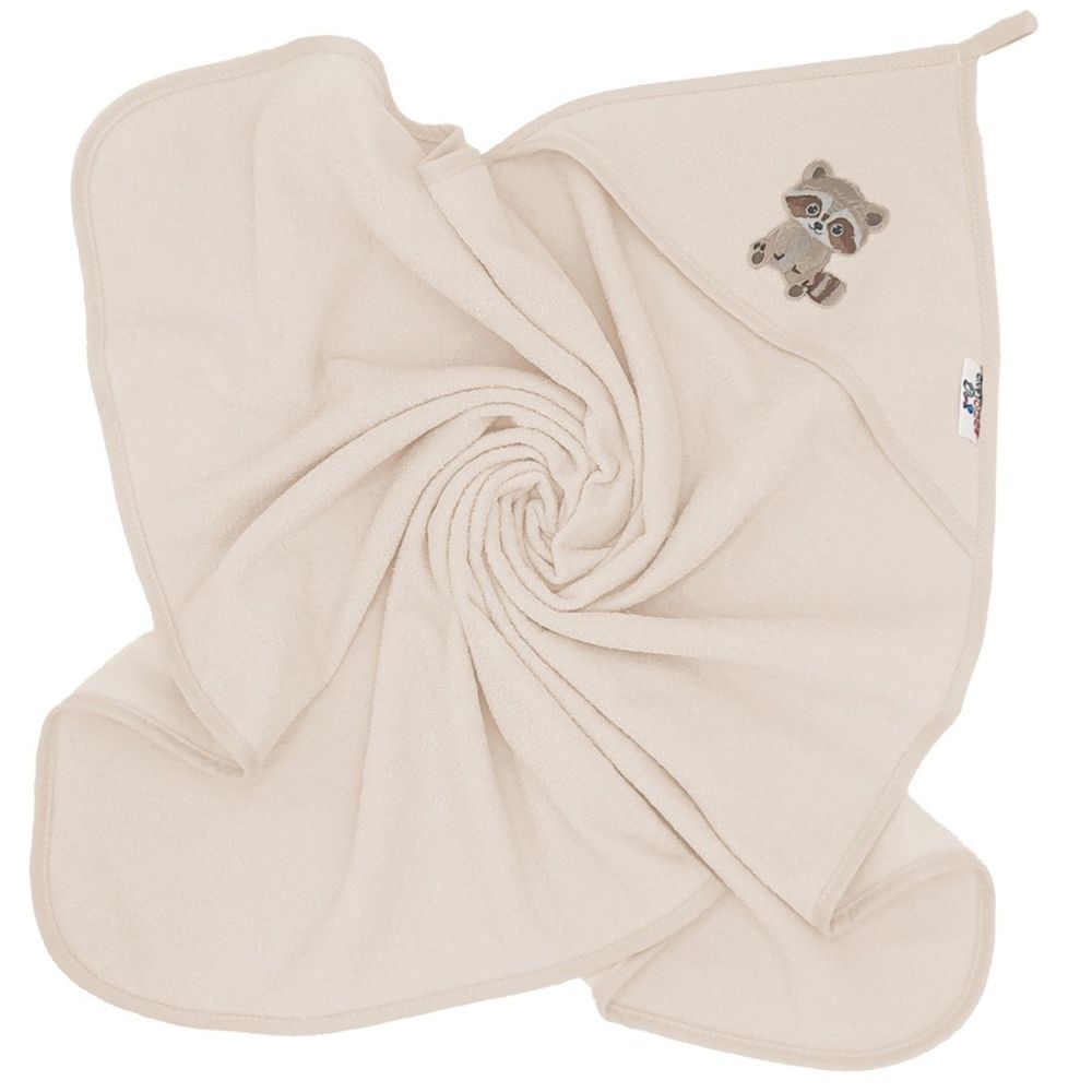 Bocioland, Szop, bawełniane okrycie kąpielowe, ręcznik z kapturkiem, 80x80 cm