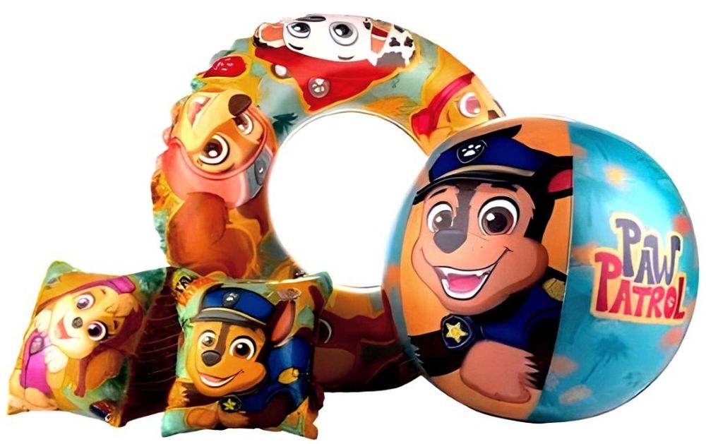Psi Patrol, zestaw do pływania: koło   rękawki   piłka