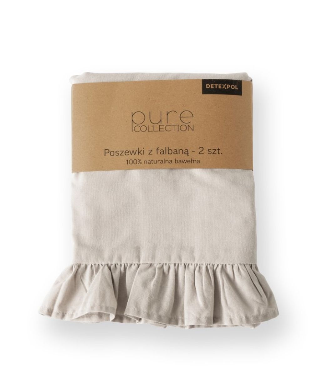 Mayamoo, pościel 3-częściowa z falbaną, beżowa, 160x200 cm