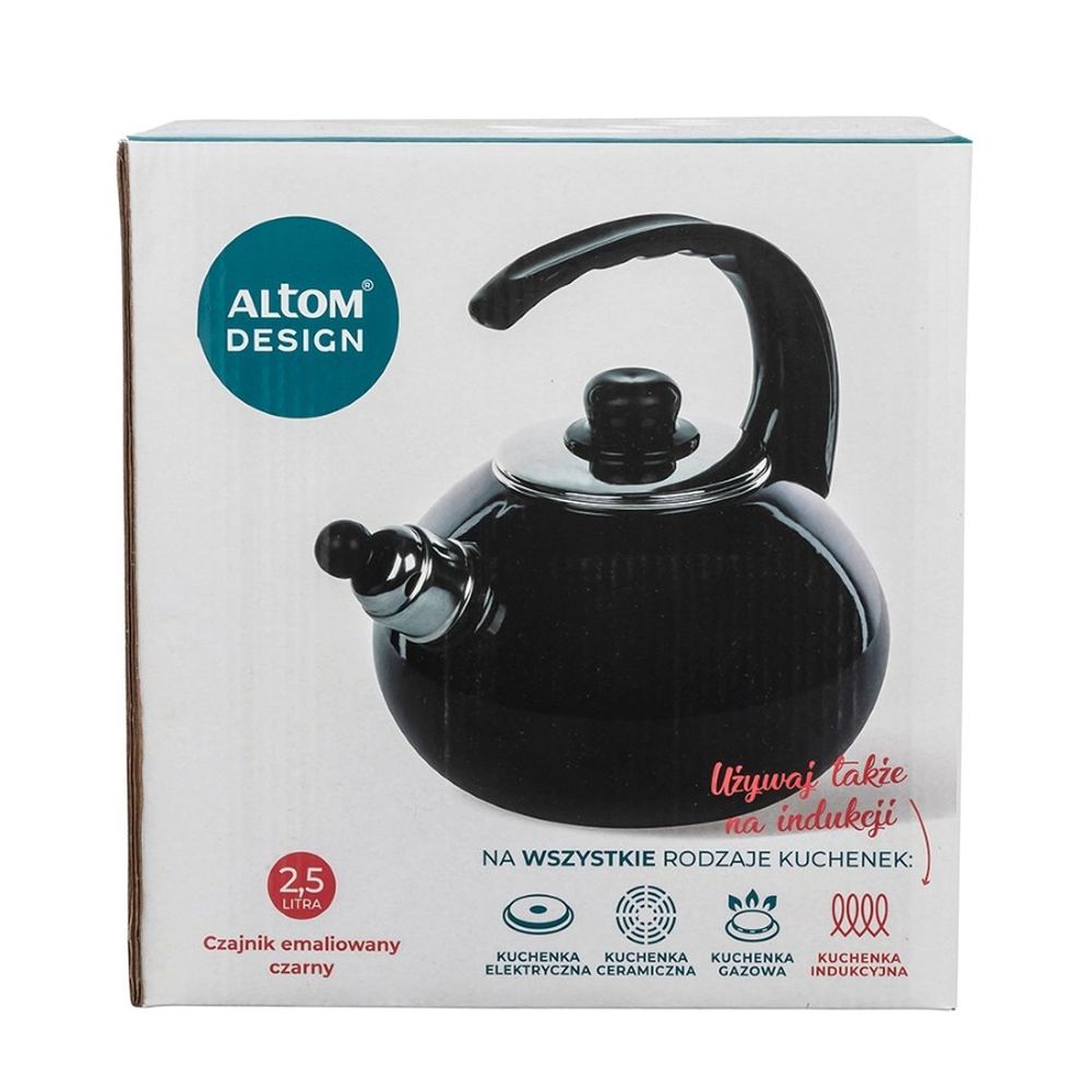 Altom Design, czajnik emaliowany, czarny, 2,5l