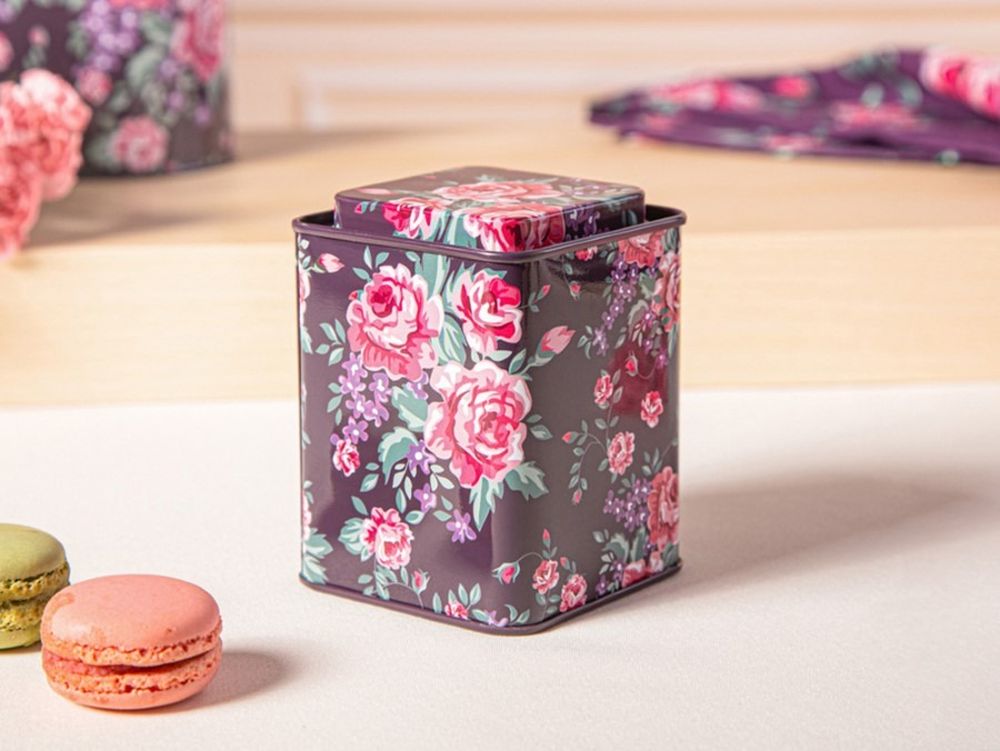 Altom Design, Charlotta, puszka kwadratowa, 7,5x7,5x9,5 cm, fioletowa