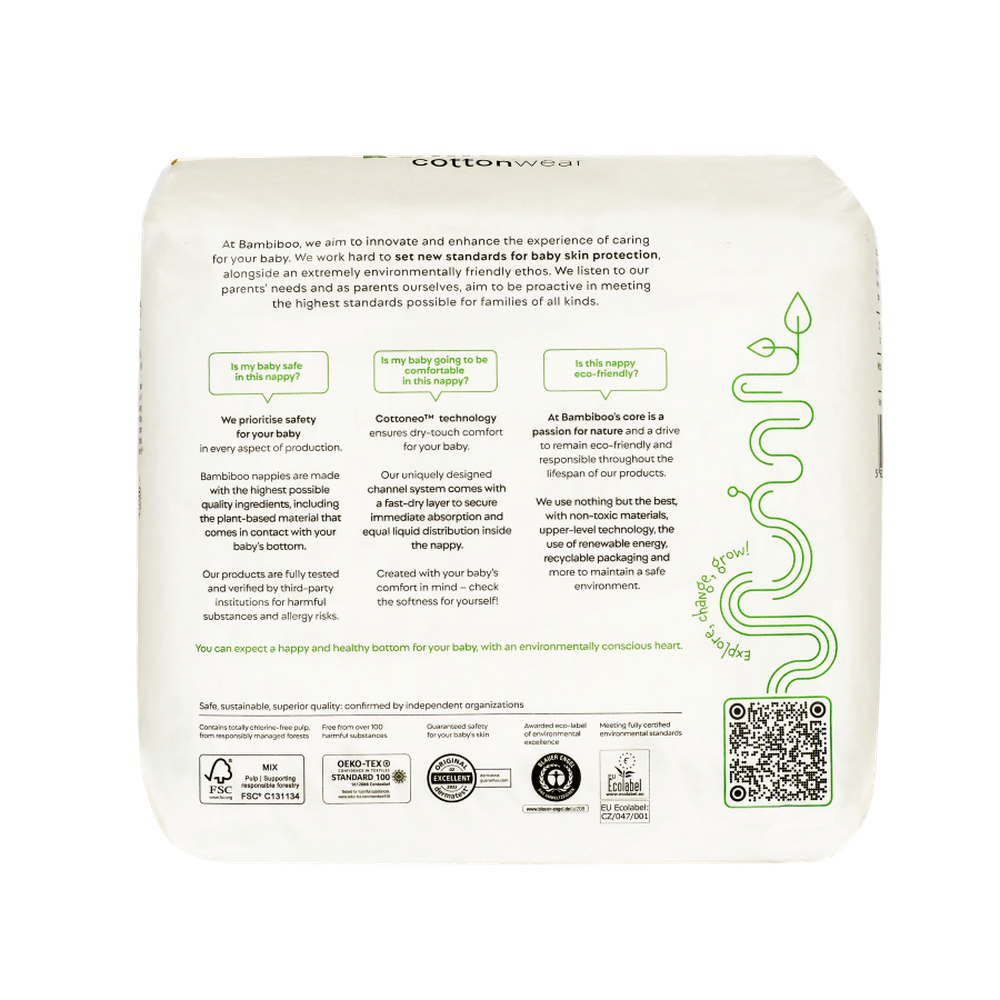 Bambiboo, Cottonwear, jednorazowe pieluszki, bawełna organiczna, rozmiar 4, 9-14 kg, 24 szt.