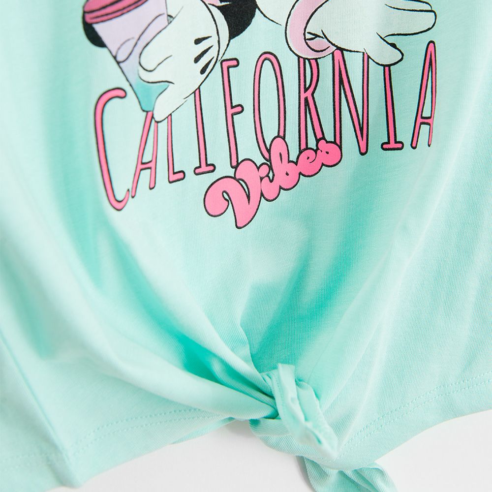 Cool Club, T-shirt dziewczęcy, turkusowy, Myszka Minnie