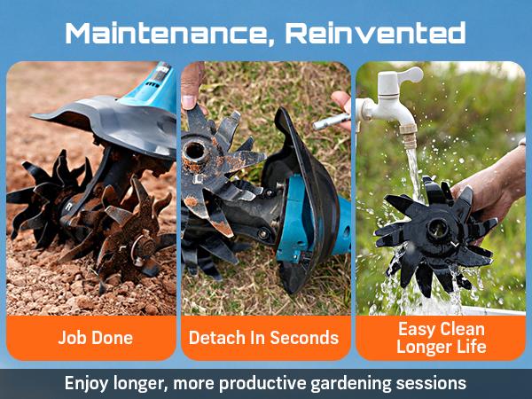 SEESII Electric Tiller for Gardening, 360 RPM Rototiller Cordless Cultivator, Total 8000mAh Battery Powered Garden Tiller 4 Pcs Blades for Smooth Tilling, Handheld Tiller for Raised Garden Beds Outdoorfun