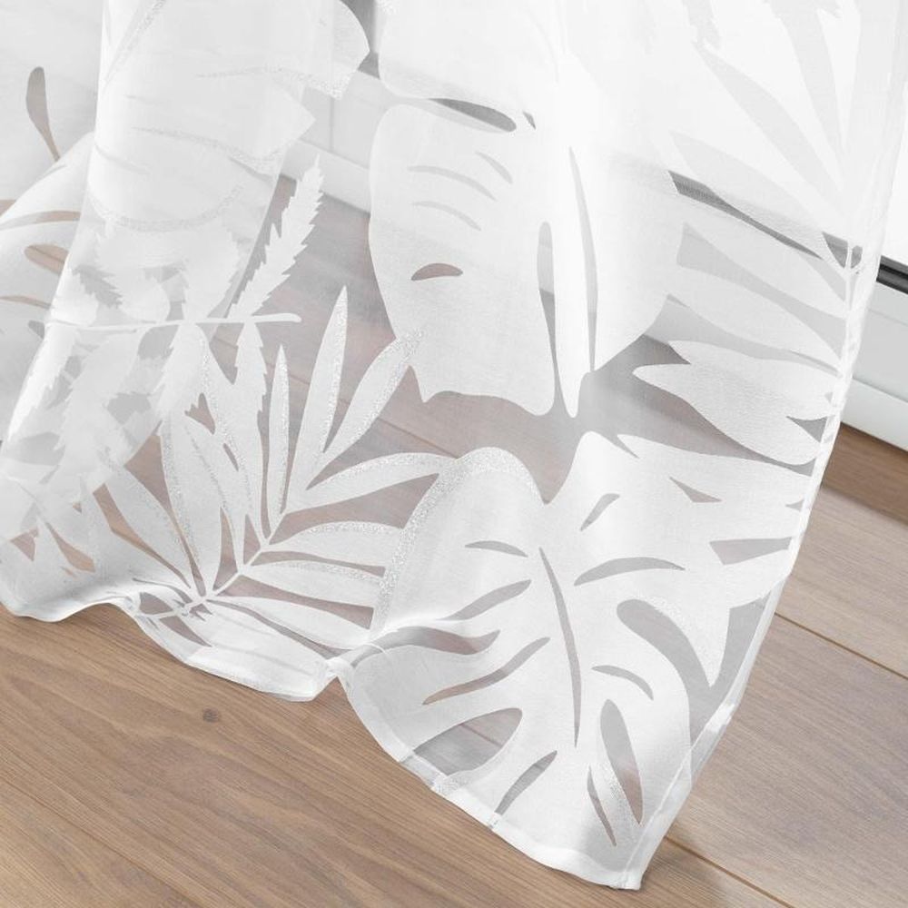 Douceur D'intérieur, firana z roślinnym wzorem, Magnolia, 140x240 cm