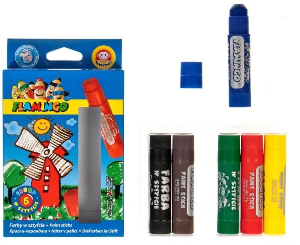 Hasta, Flamingo, farby w sztyfcie, 6 kolorów, 10g
