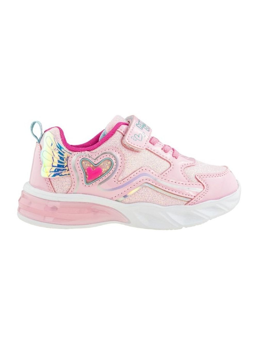 Buty sportowe dziewczęce, różowe, świecąca podeszwa, BBS Shoes