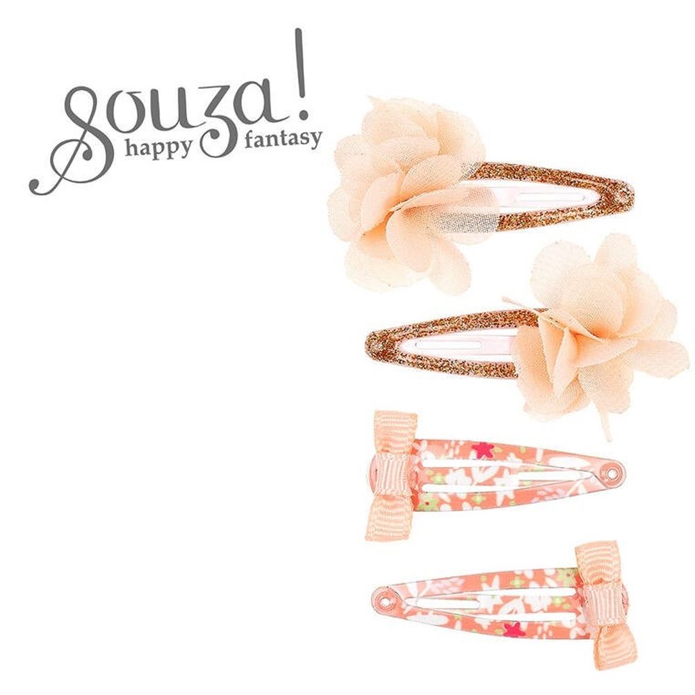 Souza! Aiva, spinki do włosów, kwiatki i kokardki, kremowe, 4 szt.