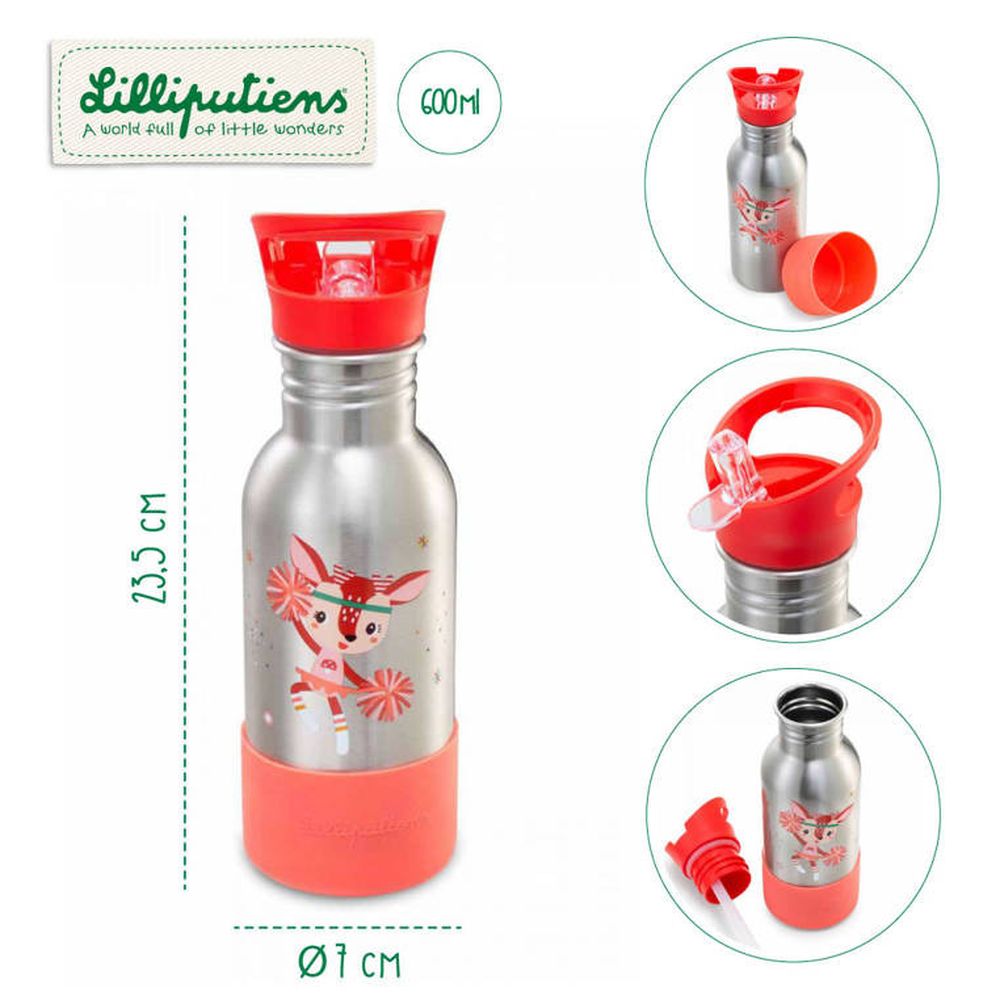 Lilliputiens, bidon ze stali nierdzewnej, ze słomką, Cudowna Sarenka Stella