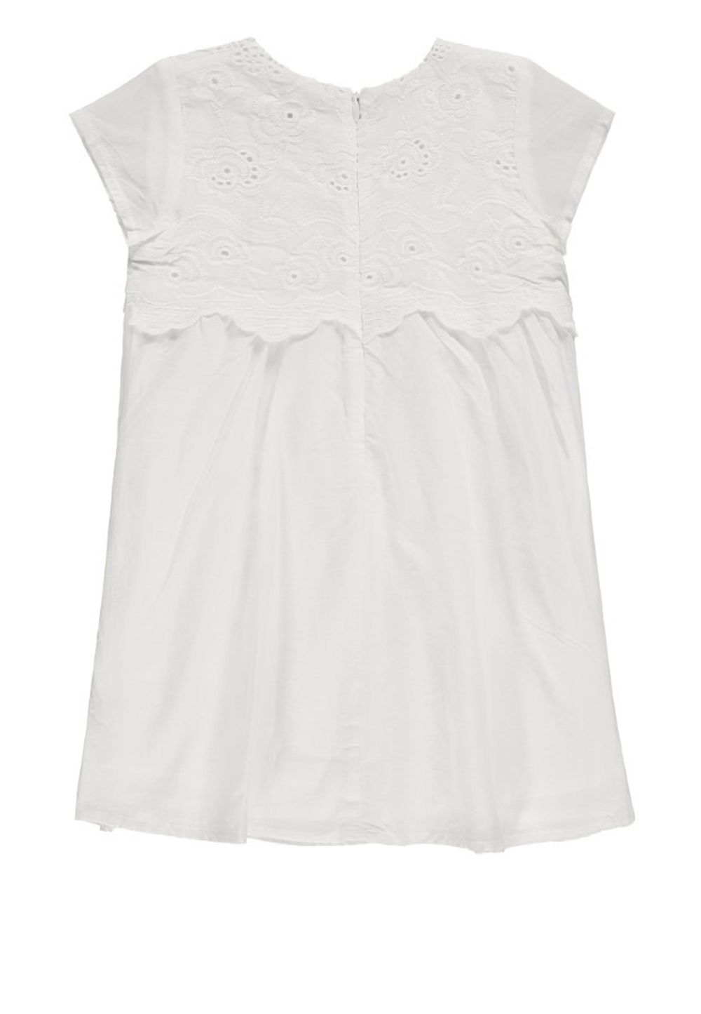 Sukienka dziewczęca z krótkim rękawem, biała, haftowana, Königsmuhle