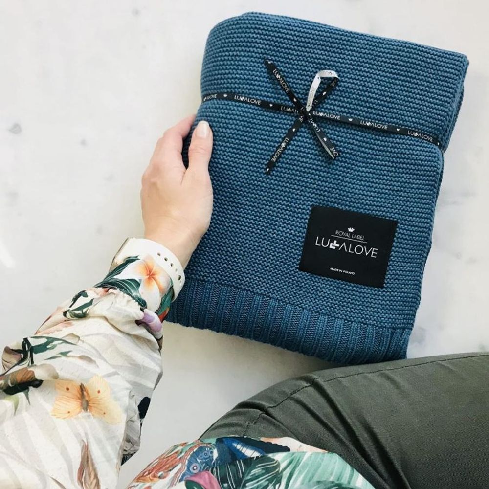 LullaLove, koc bambusowy, petrol, 120x100 cm