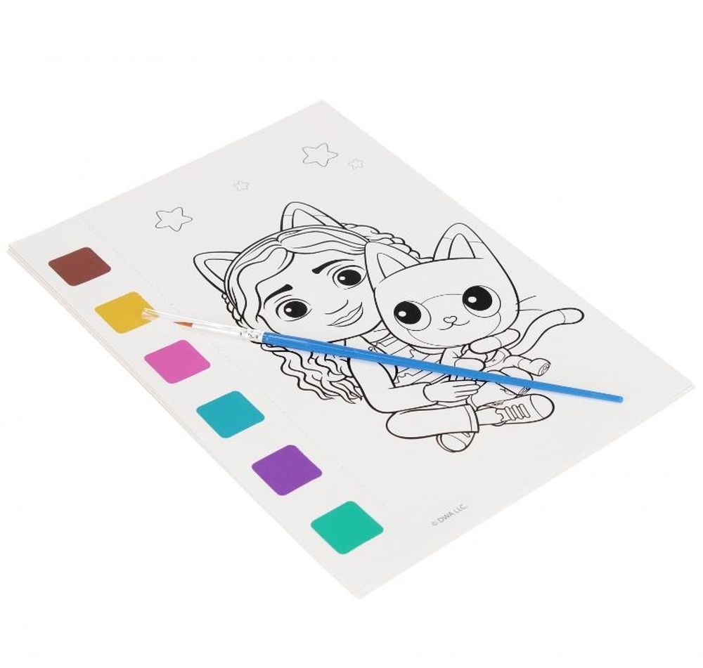 Koci domek Gabbi. Malowanka wodna z farbkami