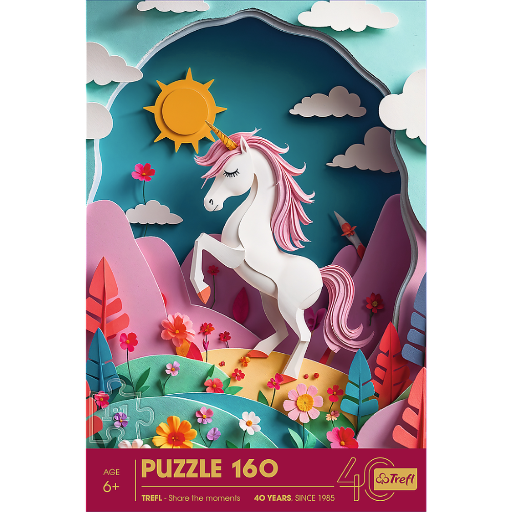 Trefl, 40-lecie, Paper Art, Jednorożec, puzzle, 160 elementów