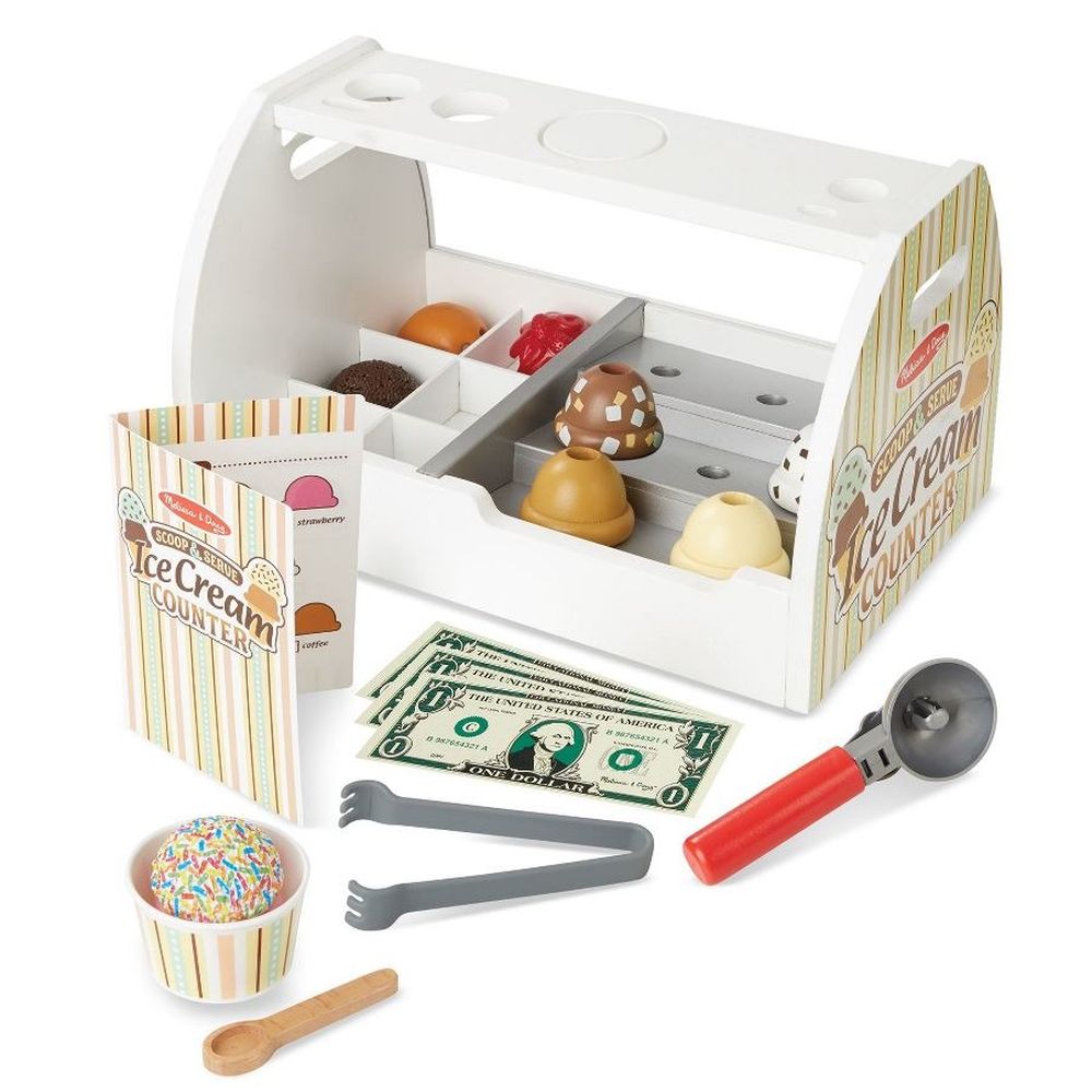 Melissa & Doug, lodziarnia, drewniany zestaw do lodów