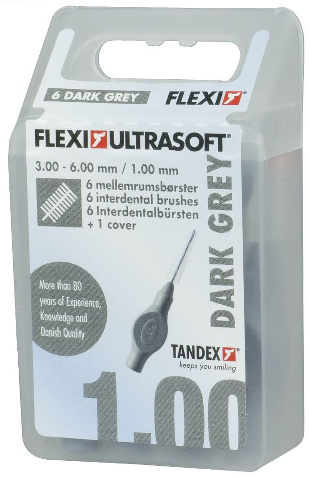 Tandex, czyściki międzyzębowe, Flexi 1x3-6 mm, ultra soft, Tapered, dark gray, ciemno szare, 6 szt.