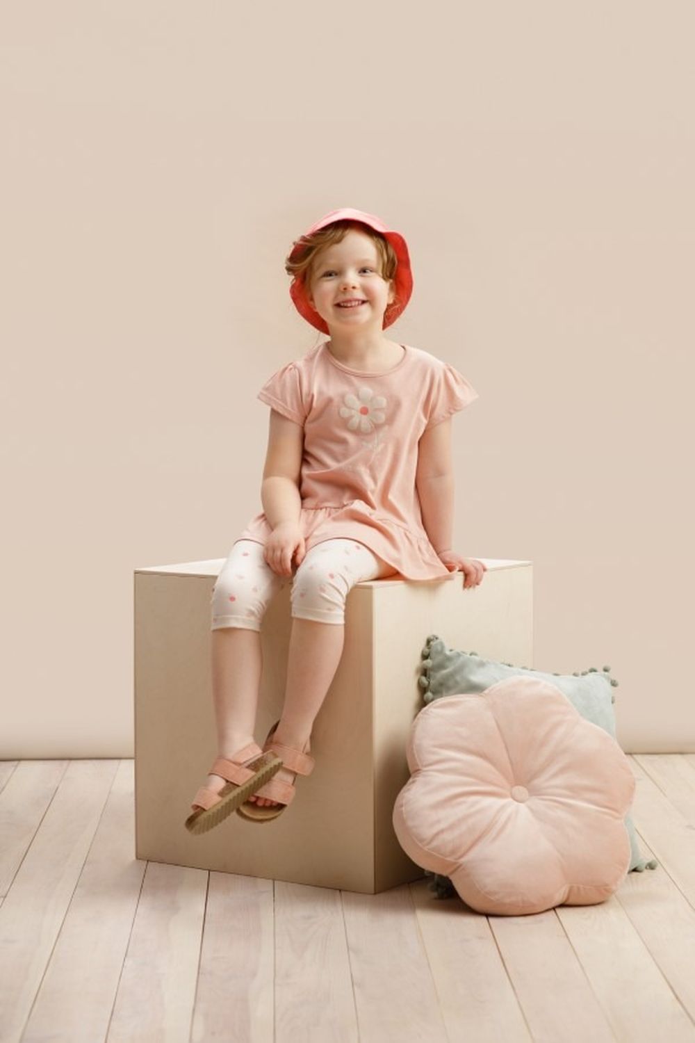 Legginsy dziewczęce 3/4, beżowe, Summer Garden, Pinokio