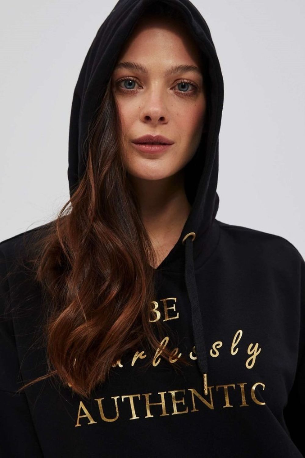 Bluza damska z kapturem, czarna, Moodo