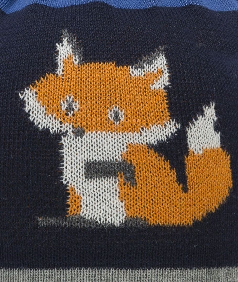 Czapka chłopięca z pomponem, granatowa, lisek, Döll