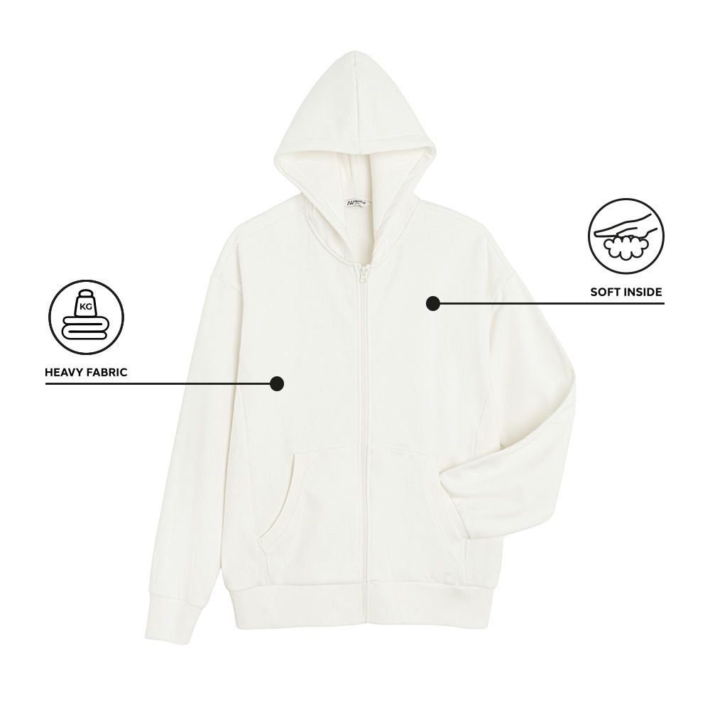 Biała rozpinana bluza z kapturem oversize NOWEAR