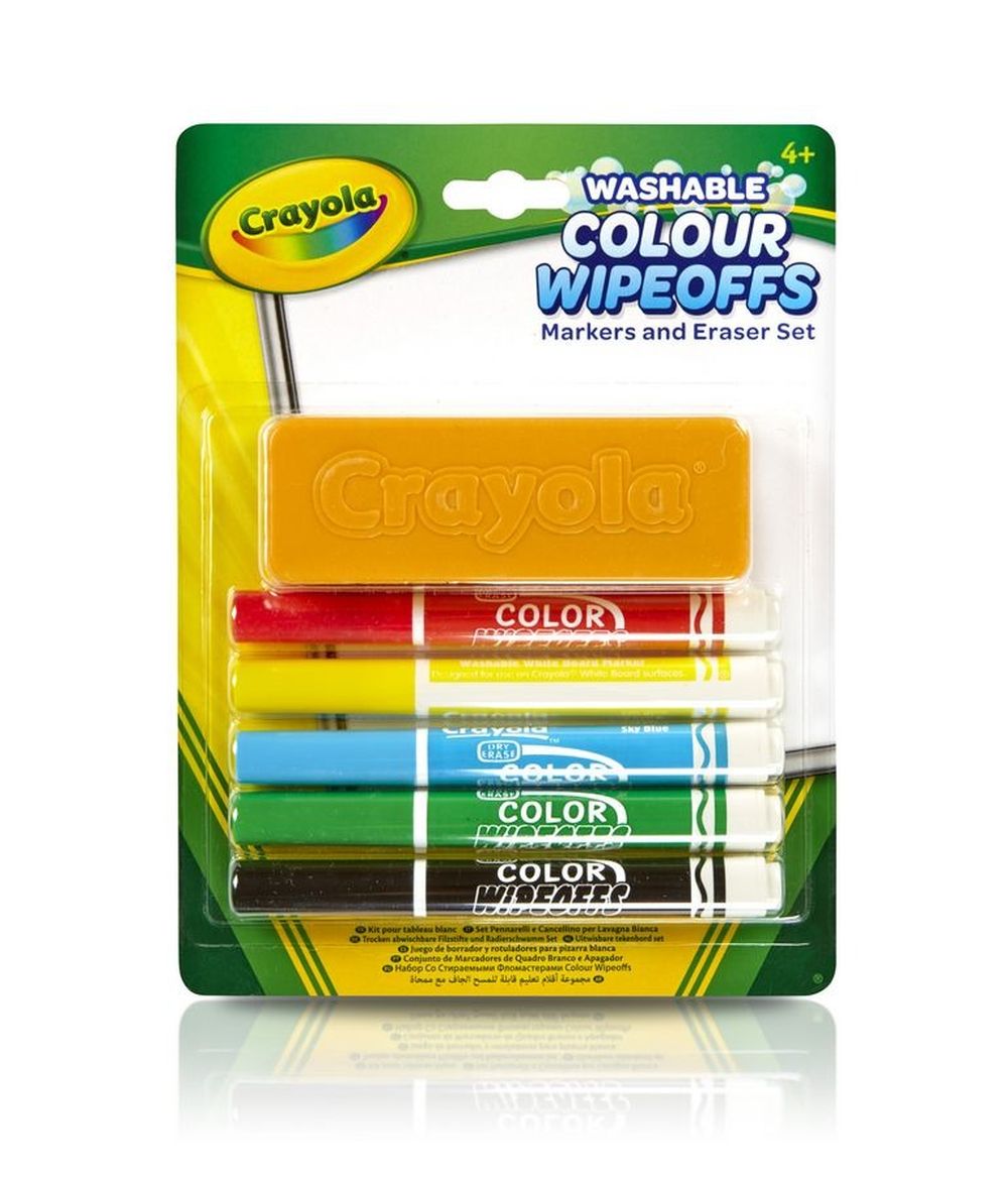 Crayola, flamastry zmywalne i gąbka, zestaw