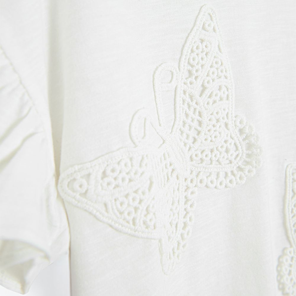 Cool Club, Bluzka dziewczęca z krótkim rękawem, crop top, biała