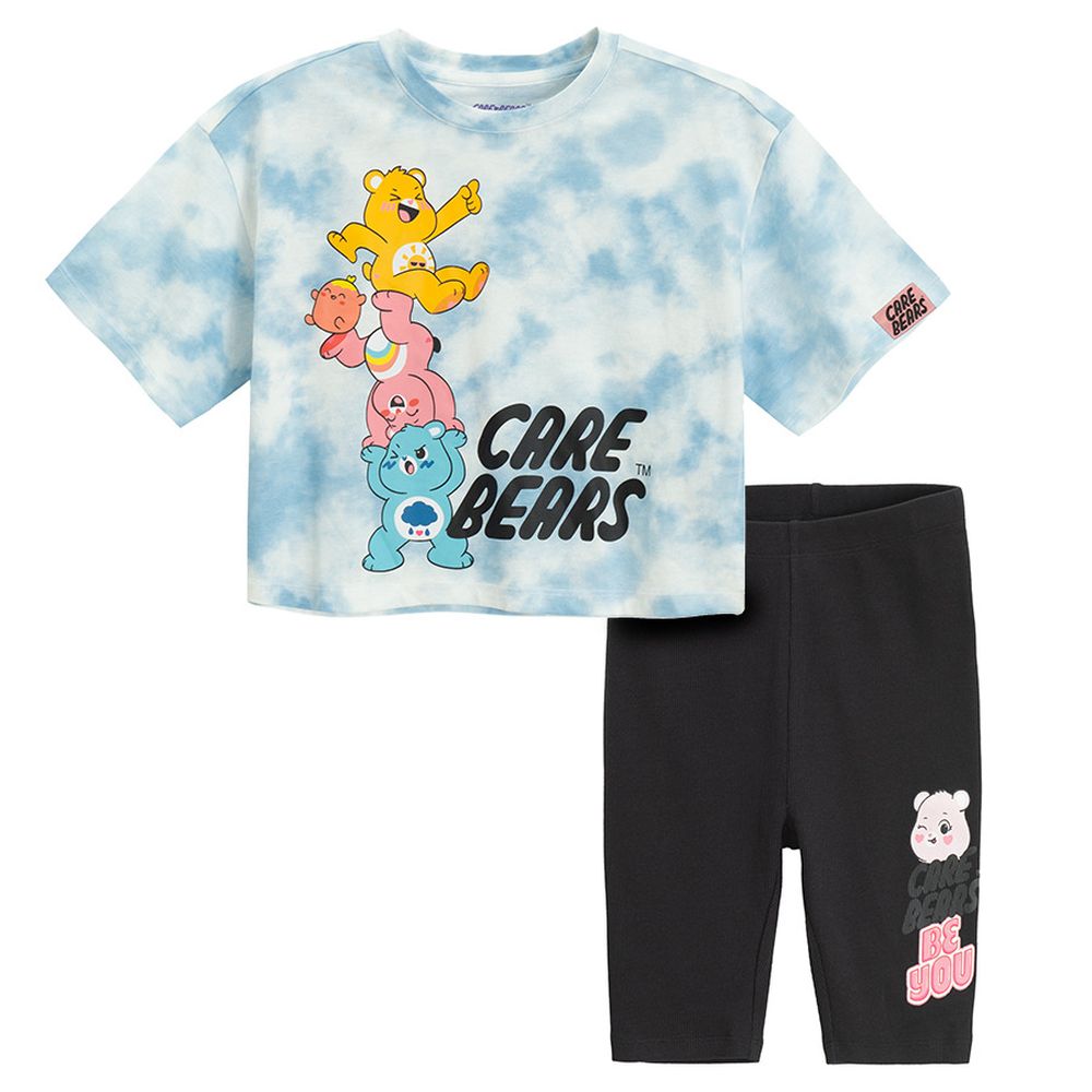 Cool Club, Komplet dziewczęcy, T-shirt, crop top, Legginsy, kolarki, prążkowane, mix, Troskliwe Misie