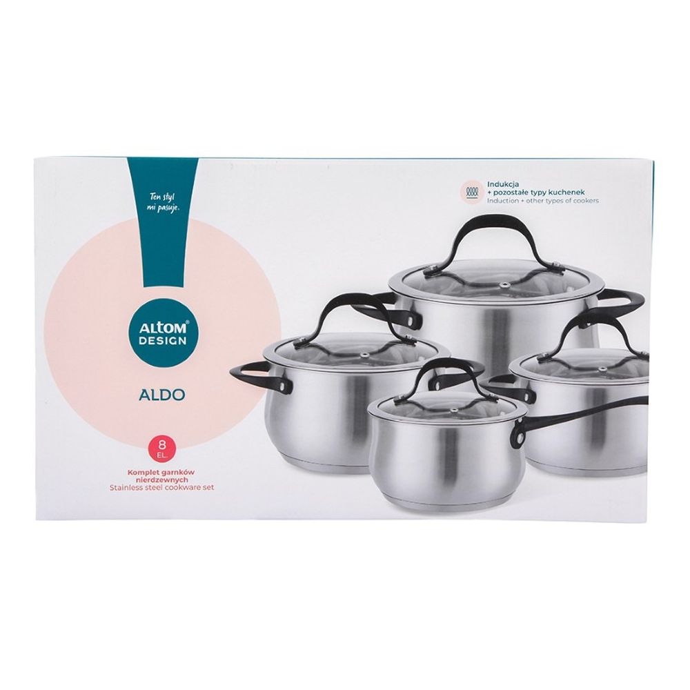 Altom Design, Aldo, komplet garnków nierdzewnych, 8 elementów