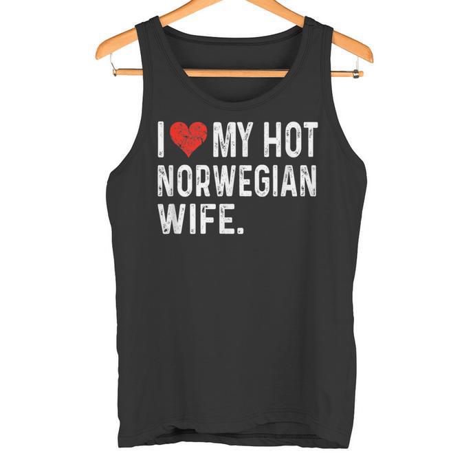I Love My Hot Norwegian Wife Distressed Heart Norway Tank Top