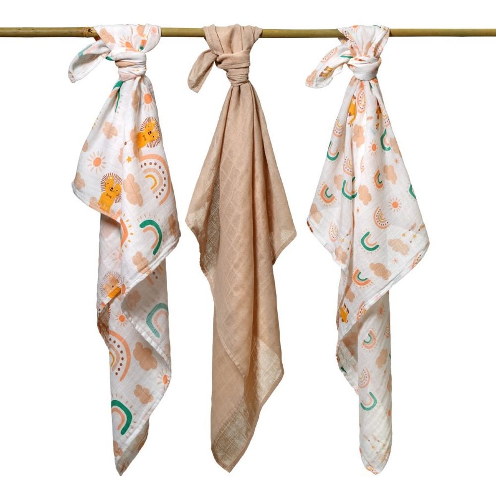 BabyOno, pieluszka muślinowa, beżowa, 3 szt.