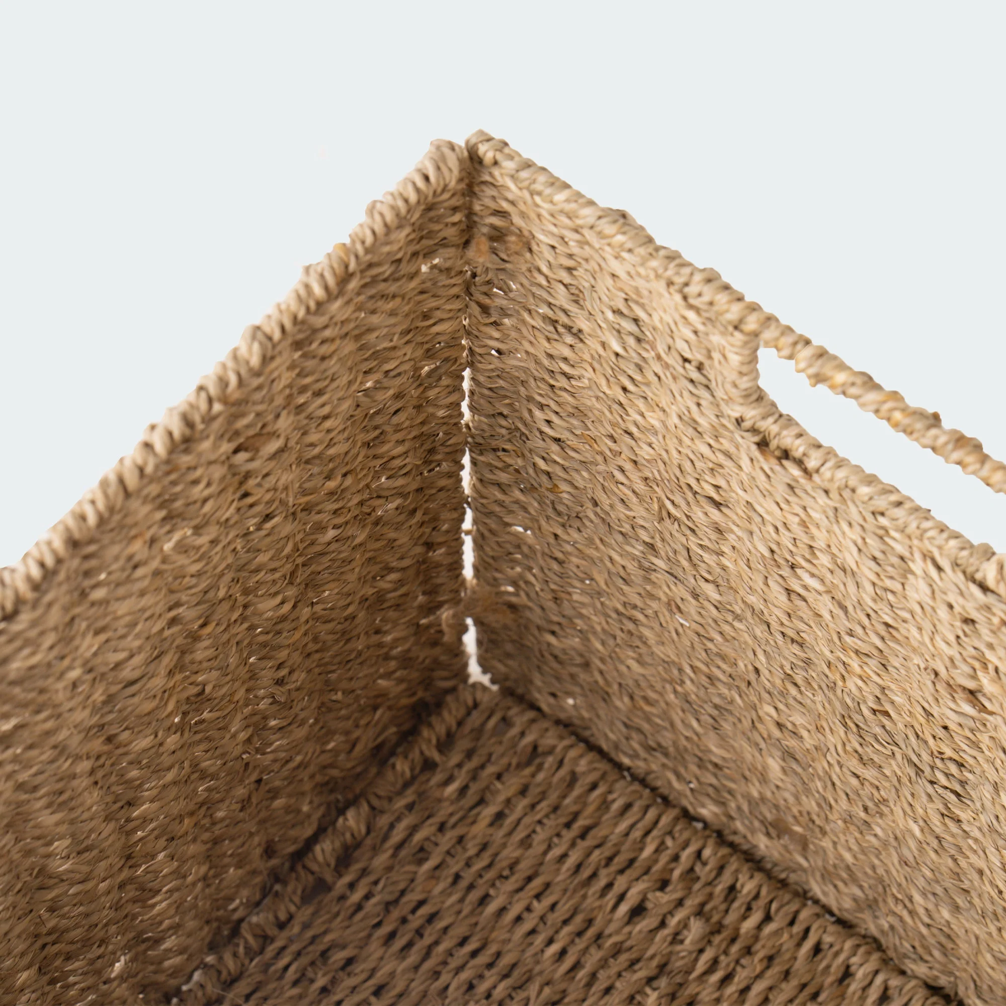Cube Seagrass Wicker Basket With Linen Set of 2