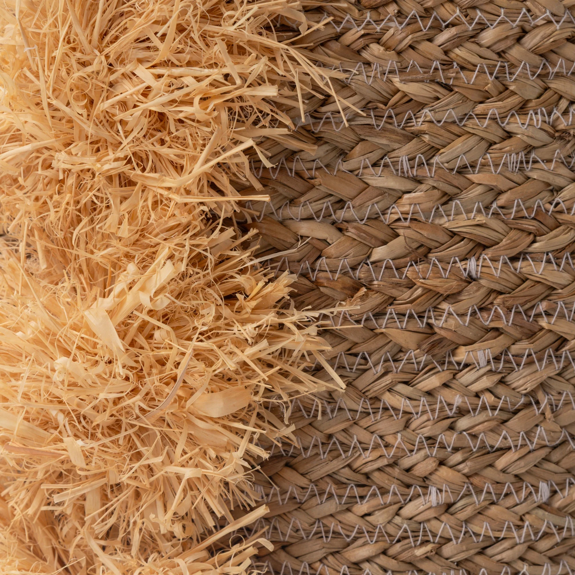 Boho Round Seagrass Baskets with Jute Fringe, Set of 3