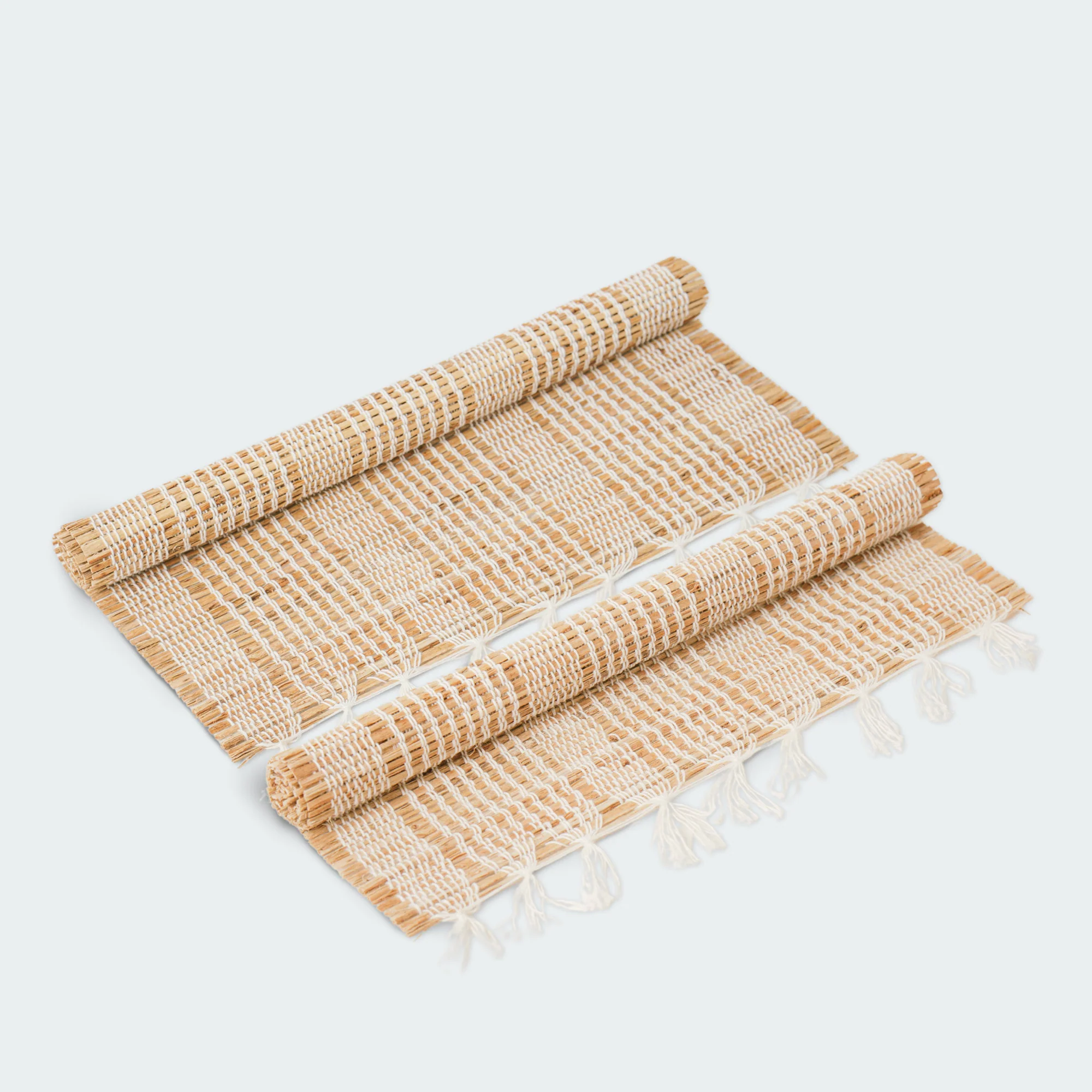 Rectangular White Stripe Seagrass Placemats Set