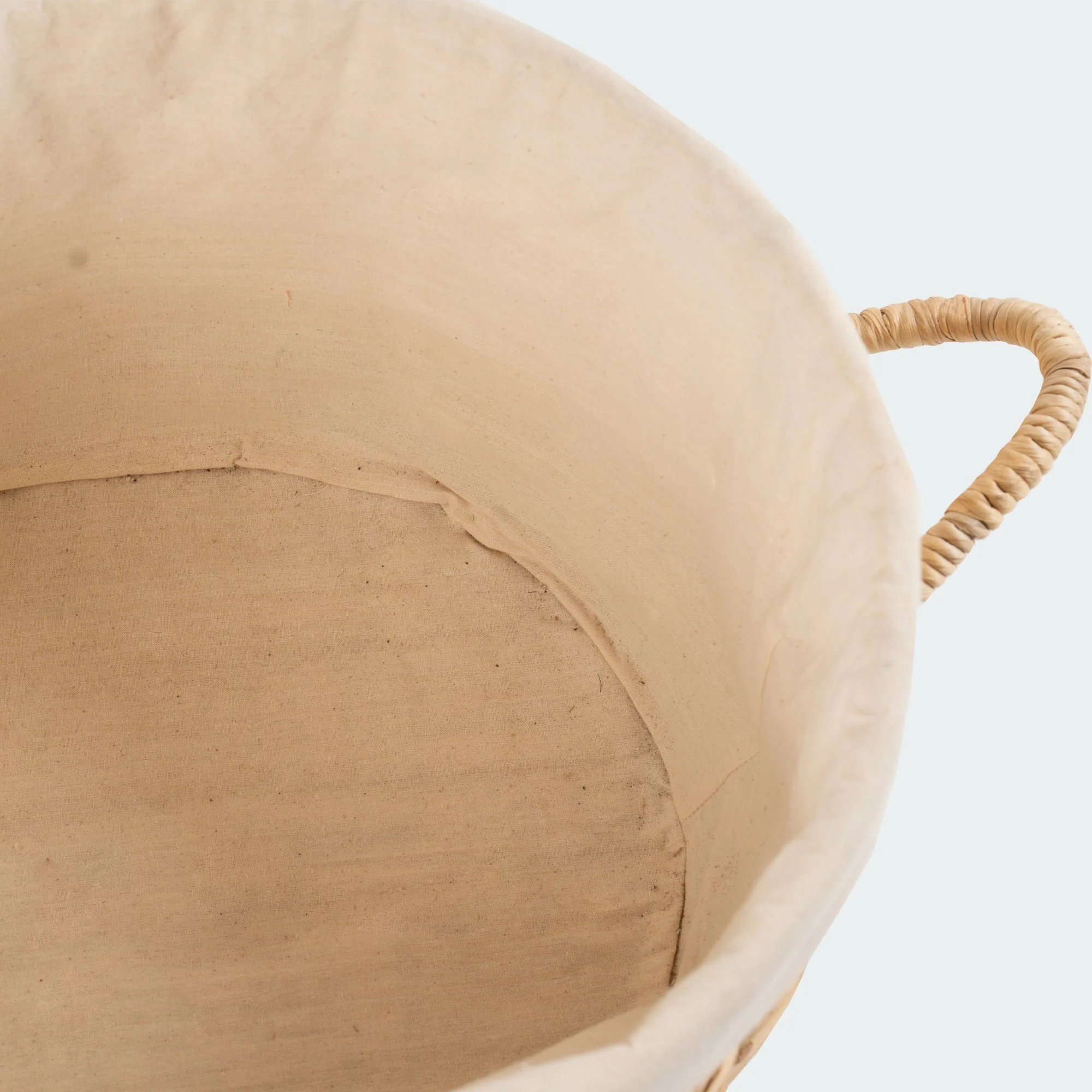 Lidded Water Hyacinth Basket with Handles and Linen, Set of 2