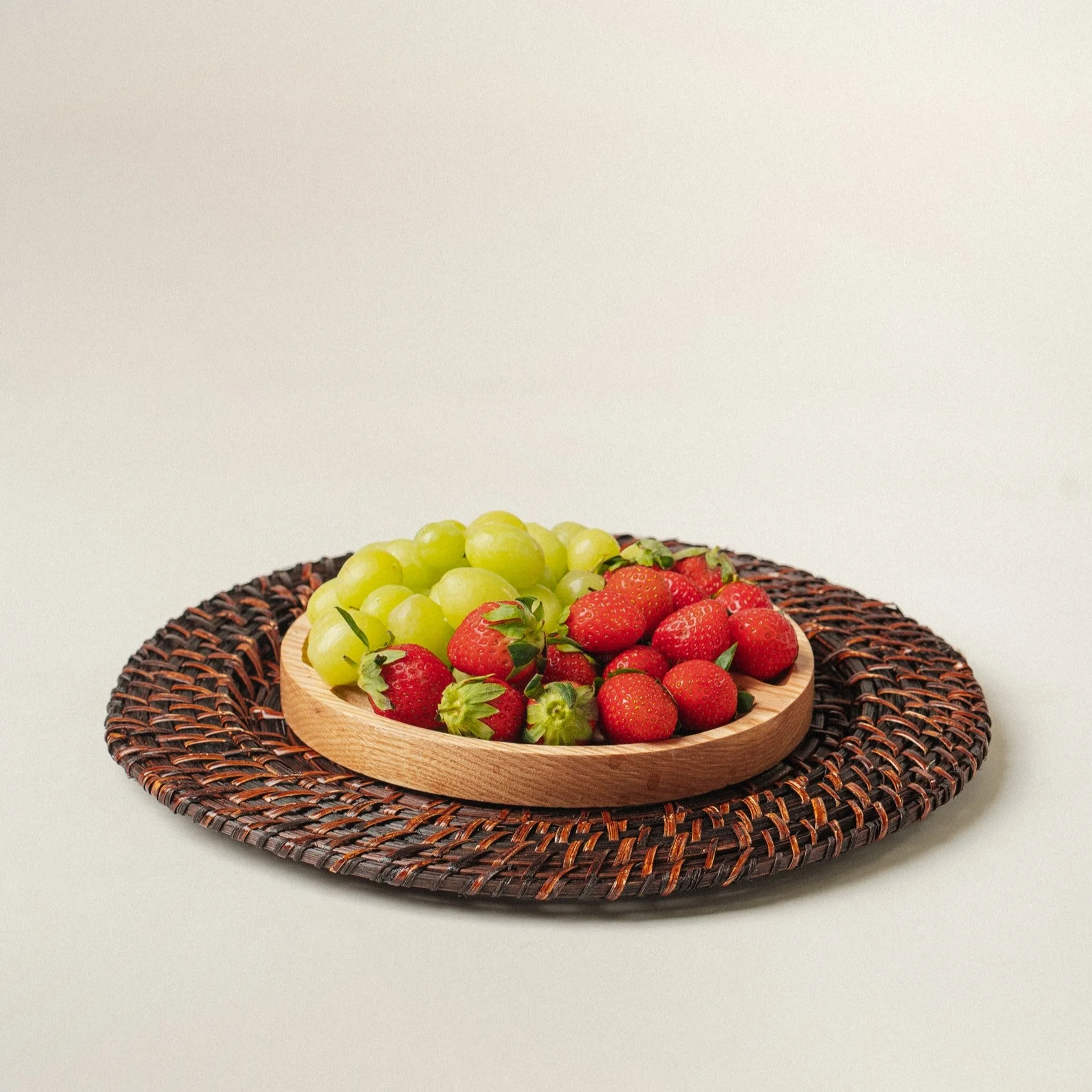 Dark Brown Rattan Wicker Charger Plate Set